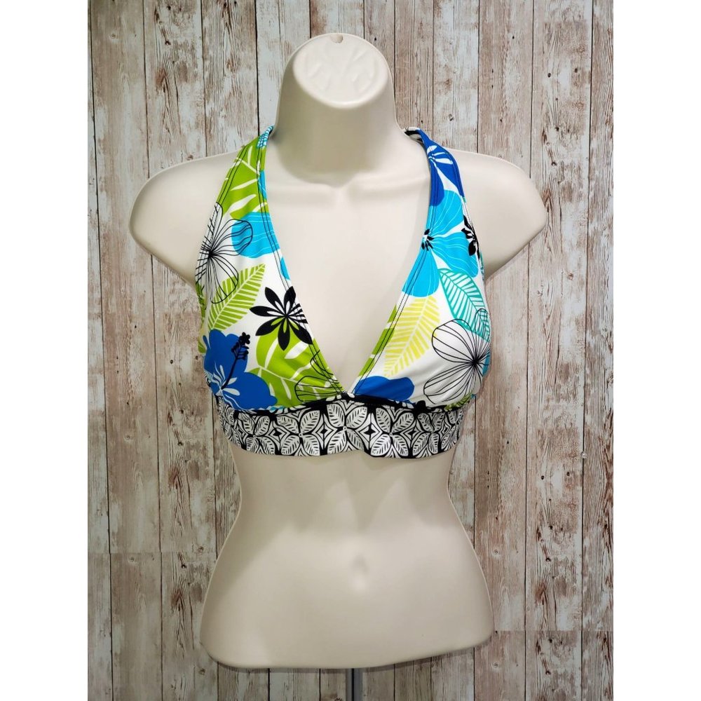 a.n.a Womens Halter Color Full Floral Print Bikini Swim top Size 14 1326